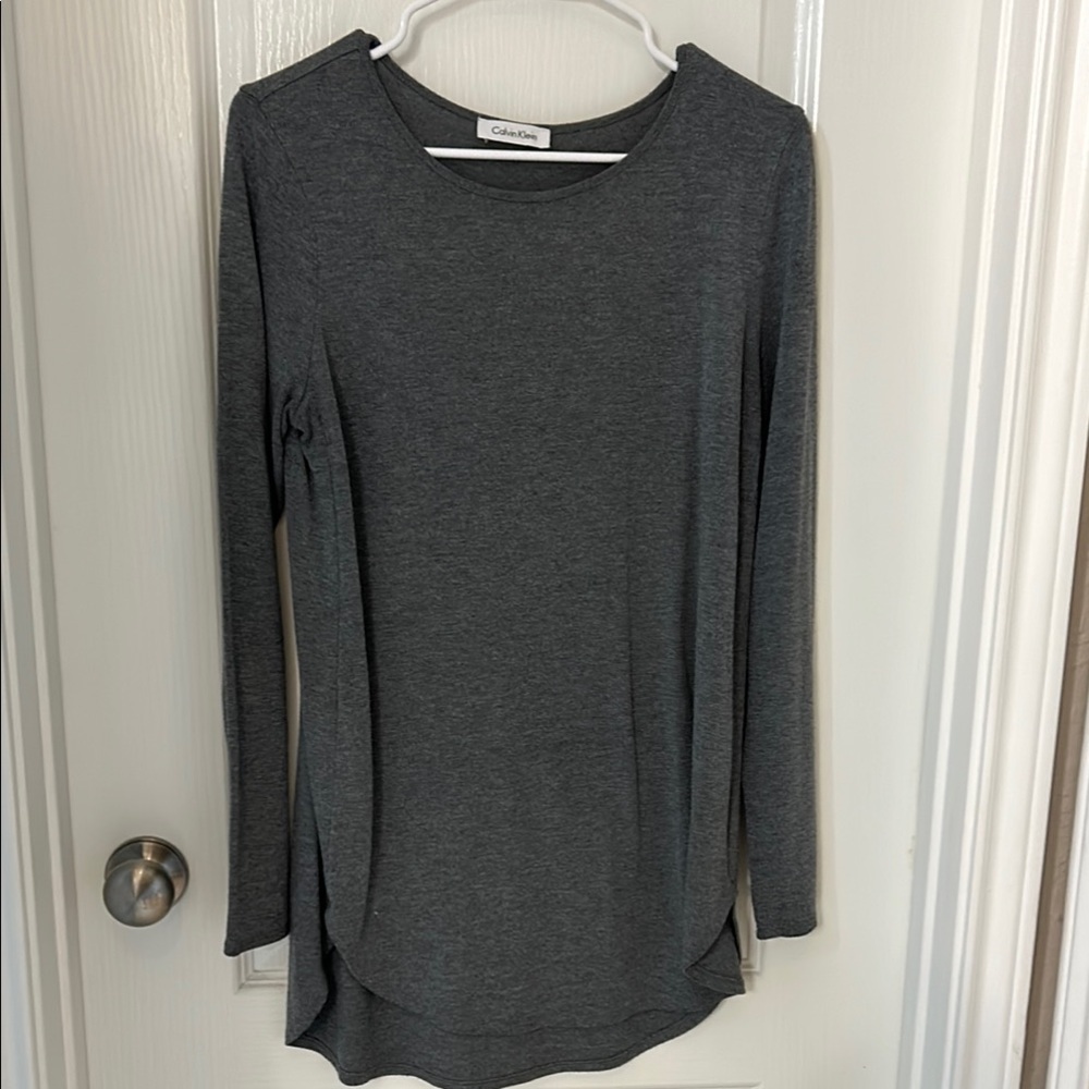 Calvin Klein Gray Long Sleeve Tunic Top